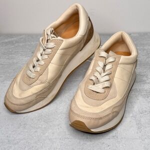 Universal Thread Women's Beige Brown Accent Lace Up Comfort Casual Sneakers